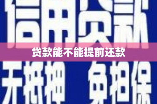 旅顺口贷款能不能提前还款