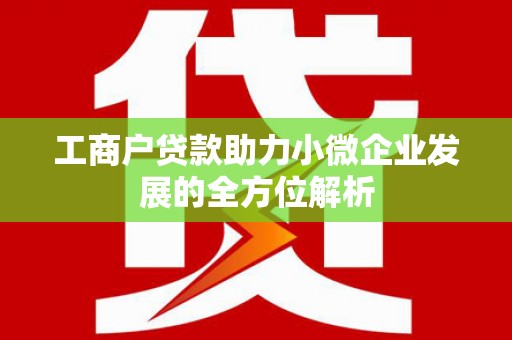 旅顺口工商户贷款助力小微企业发展的全方位解析