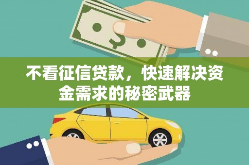 旅顺口不看征信贷款，快速解决资金需求的秘密武器