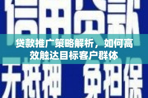 旅顺口贷款推广策略解析，如何高效触达目标客户群体
