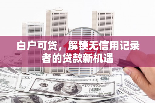 旅顺口白户可贷，解锁无信用记录者的贷款新机遇