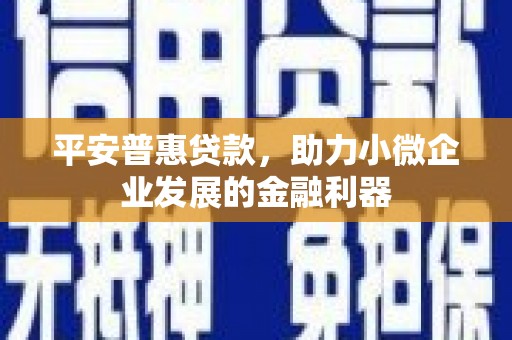 旅顺口平安普惠贷款，助力小微企业发展的金融利器