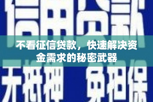 旅顺口不看征信贷款，快速解决资金需求的秘密武器