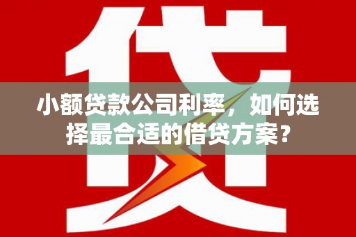 旅顺口小额贷款公司利率，如何选择最合适的借贷方案？