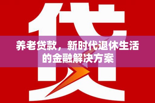 旅顺口养老贷款，新时代退休生活的金融解决方案